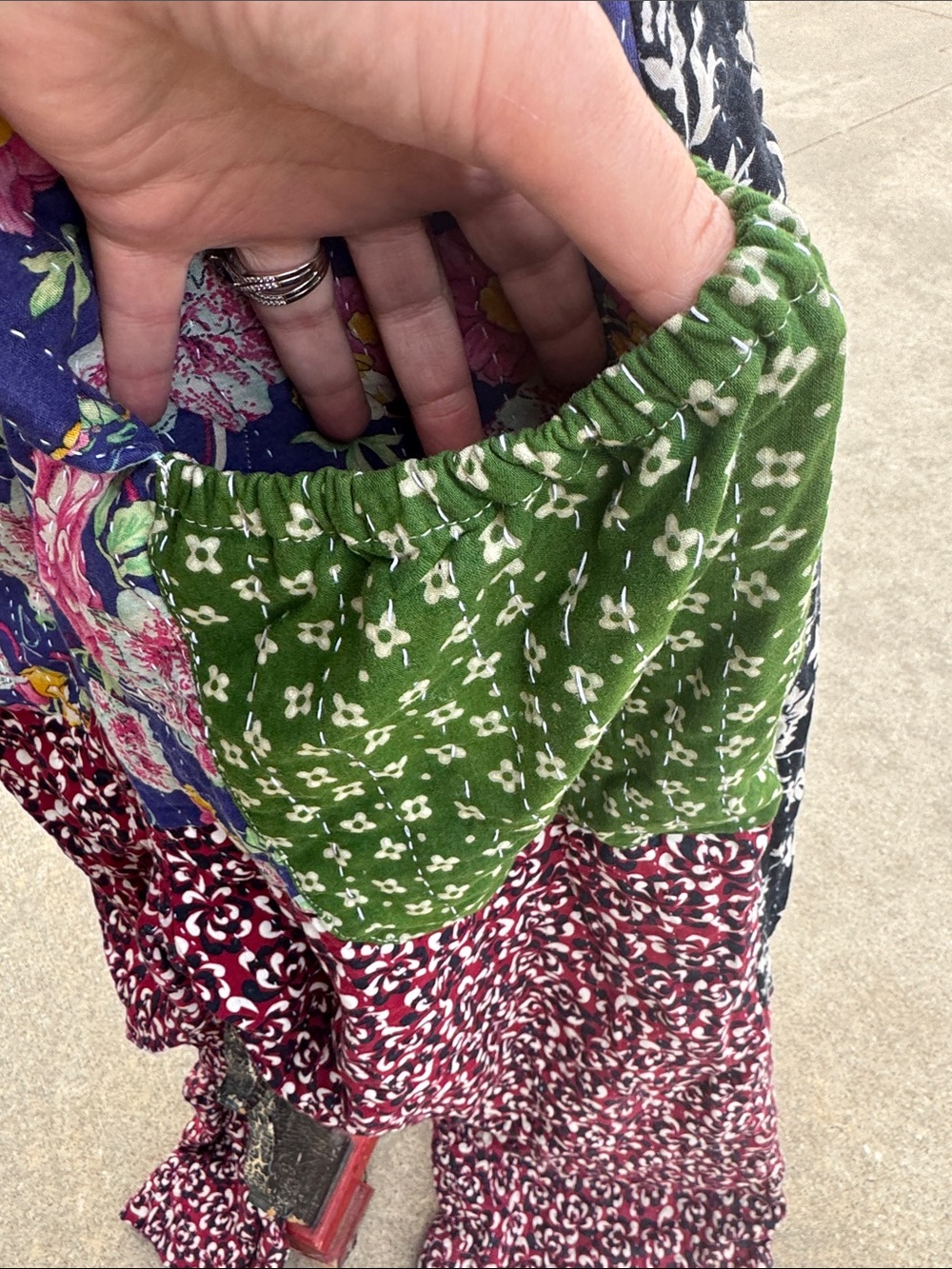 Kantha Patchwork Boho Jumpsuit with Button Front - Picture 7 of 12